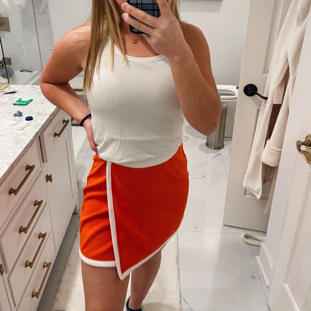 Orange tennis skirt